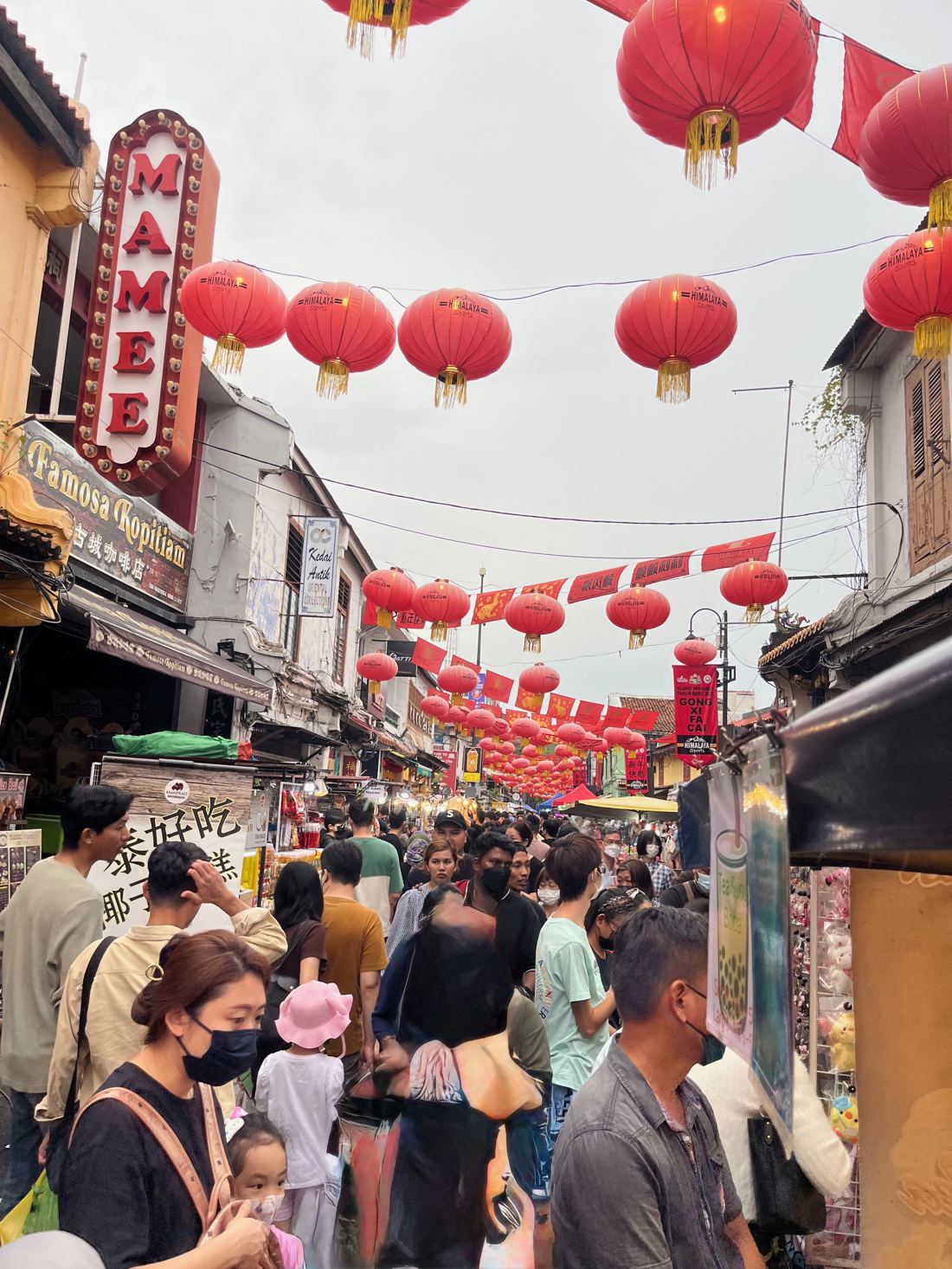 Jonker Street de nuit, lanternes rouges, Malacca